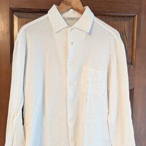 Ermenegildo Zegna long-sleeved white pique button-down EUC